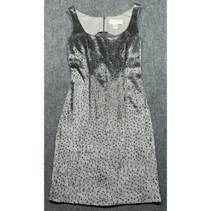 Janine Midi Dress Womens S Glossy Silver Mini Holes Scoop Neck Sleeveless Italy